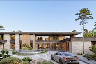 redesign luxury villa exterior, apartment garage layout, render rooftop backyard