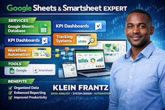 create google sheets database, tracking system, KPI dashboard and automation