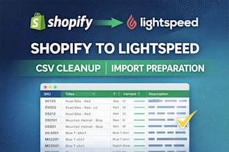 clean and prepare shopify product data for lightspeed import