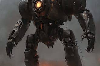 illustrate high quality futuristic mecha designs