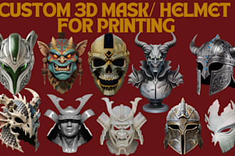 design wearable 3d mask custom 3d helmet 3d cosplay mask 3d head  for printing