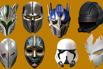 design wearable 3d mask custom 3d helmet 3d cosplay mask 3d head  for printing