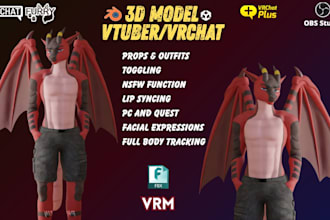 do custom 3d furry vtuber, nsfw vrchat avatar, vtuber rigging, vtuber 3d model