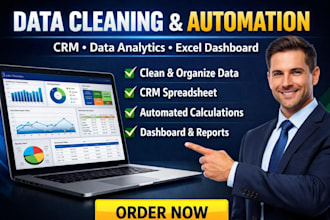 do data cleaning, CRM setup, data analytics and automation in excel