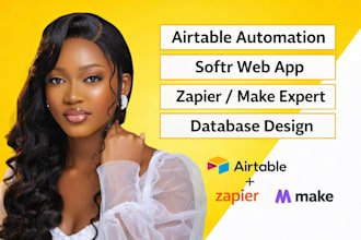 do airtable automation, zapier, make integration, and database design
