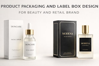 design modern product packaging and label box design for beauty and retail brand