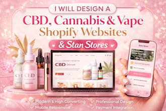 setup design optimize cannabis vape cbd shopify website stan store for sales