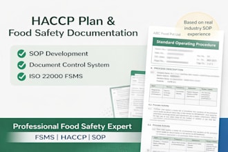 develop haccp plan and iso 22000 documentation
