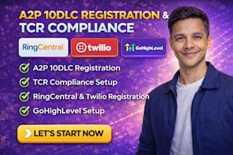 handle twilio, gohighlevel,ringcentral a2p 10dlc registration,tcr compliance,ghl