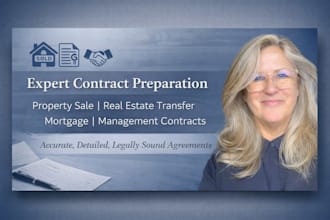 prepare property sale, real estate transfer, mortgage and management contracts