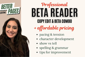 beta read and copy edit your novel for an affordable price