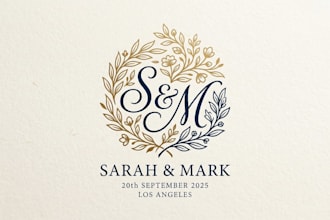 design an elegant and romantic wedding logo