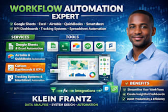 build google sheets, excel, airtable, quickbooks workflow, automation dashboard