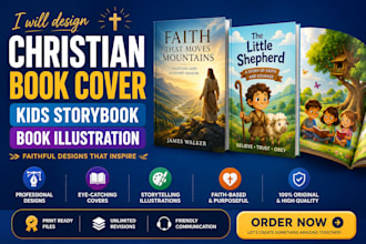 design christian children book cover, kids storybook illustration