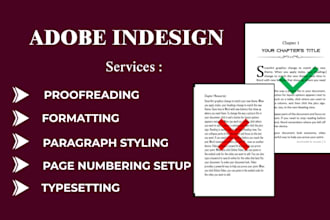 do adobe indesign project, book layout, proofread indesign book