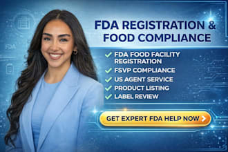 do fda registration, US agent, fsvp, product listing and label compliance