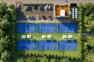 design 3d renders for your padel club, arena or indoor facility