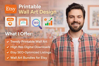 create printable wall art for etsy minimalist digital prints with SEO listing