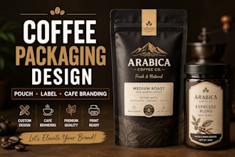design coffee packaging, coffee pouch, label design and cafe branding