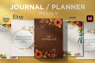 design printable journal, canva editable digital planner, calendar kdp upload