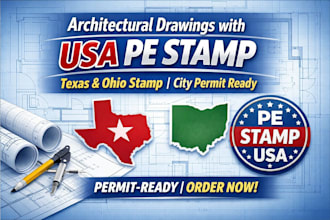 do architectural drawing USA stamp pe stamp ohio stamp texas stamp city permit