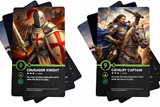 do tcg card game design, board game design, card rule book design card game box