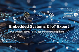 embedded systems, mcu firmware, iot hardware, pcb layout and  esp32 or stm32