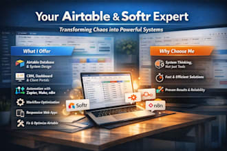 be your airtable expert for database, automation, CRM and softr web app