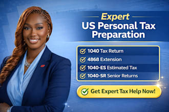prepare US personal tax return 1040 1040sr 4868 1040es extension