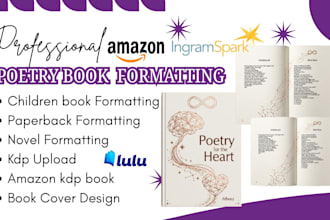 design format poem, poetry, children book, fiction novel formatting kdp upload