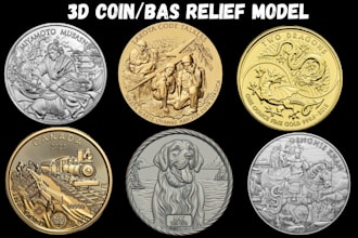 sculpt custom 3d coin model bas relief 3d medallion pendant cnc stl 3d printing