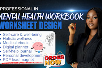 do self help ebook,mental health workbook design, journal, life coach, worksheet