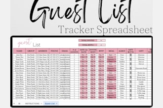 design custom CSV spreadsheet budget tracker wedding planner google sheet guest