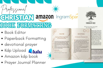 christian book editor memoir formatting daily devotional prayer journal planner