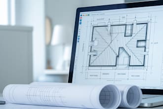 design roof plan, drainage layout and shop drawings