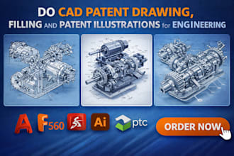 do cad patent drawing, filling and patent illustrations for engineering