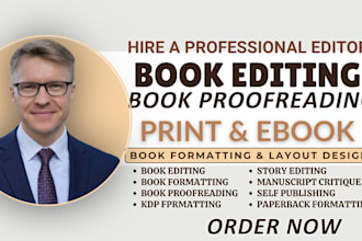 do KDP book editing, proofreading, book formatting and amazon KDP publish