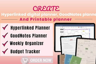 create hyperlinked digital planner, goodnotes planner and printable planner