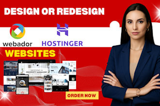 build webador website, design or redesign hostinger website, ecommerce store