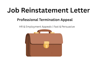 write a professional job reinstatement or employment appeal letter