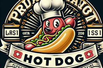 design high quality hot dog mascot logo with t shirt design