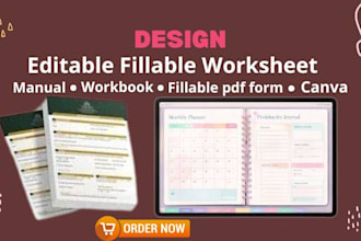 design editable, fillable canva PDF form, worksheet, training manual
