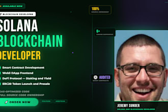 develop a solana smart contract token, full web3 dapp and blockchain application