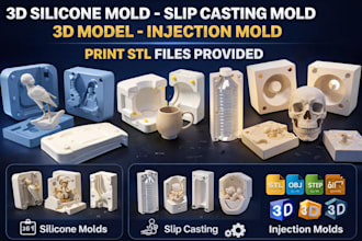 design 3d silicone mold slip casting mold 3d model injection mold print stl