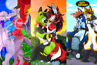 draw couple furry art furry character illustrations anthro ych oc art commission