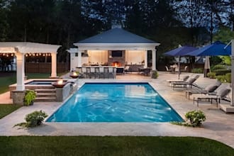 3d backyard landscape design pool pergola design outdoor kitchen 3d rendering