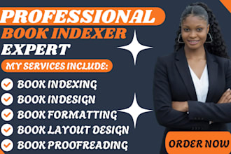do book indexing, back of book indexing, book index layout and book formatting