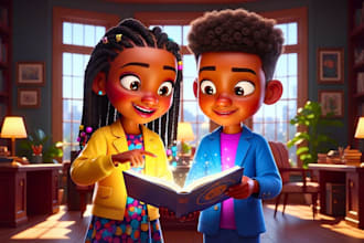 illustrate children story, book design and kids story book illustration