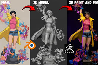 convert 2d image to 3d model figurine 3d toy printable model stl for 3d printing