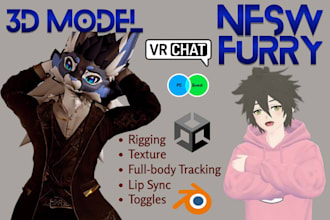create upload custom furry vrchat avatar 3d model vtuber nfsw vr character